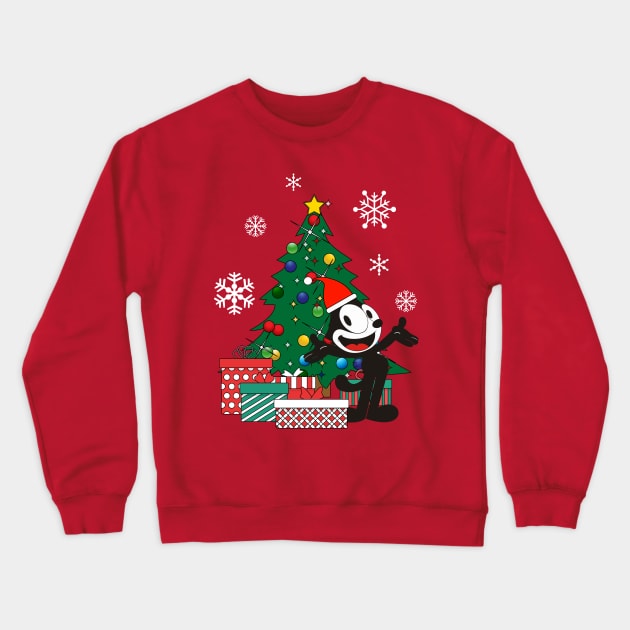 Felix The Cat Around The Christmas Tree Crewneck Sweatshirt by Nova5